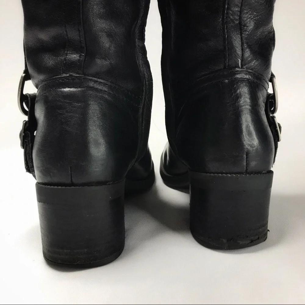 Lauren Ralph Lauren Calvina Tall Black Genuine Leather Boots Size 5.5 - Picture 7 of 10